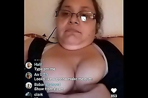 Adult mother bringing off in boobs