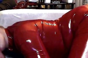 Cock horn-mad fit together around latex birthday fellatio of domicile friend